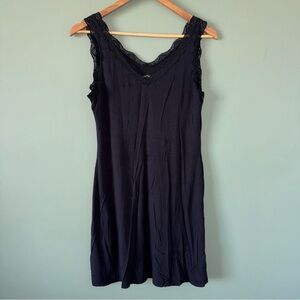 Nautica Sleepwear Black Sleeveless Lace Trim Night Gown Pajama Womens S